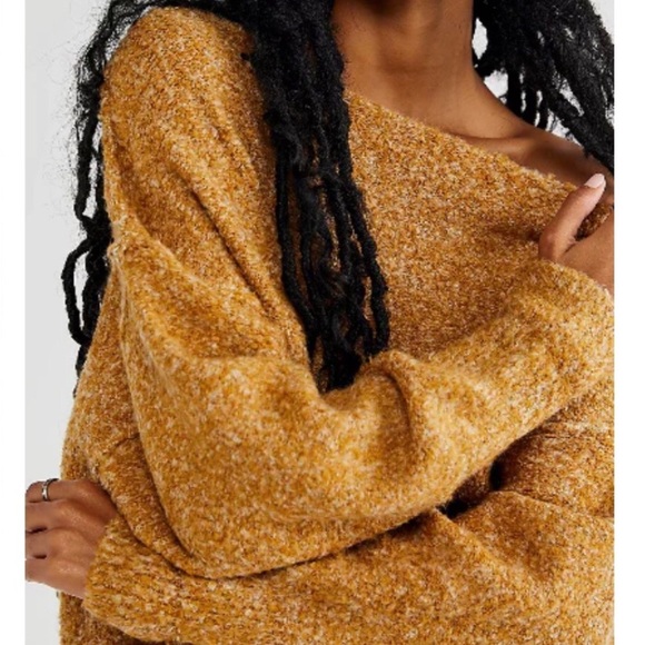 Free People Women's Moira Wool-Blend Slouchy Tunic Sweater Honeycomb Sz XL - Picture 6 of 14